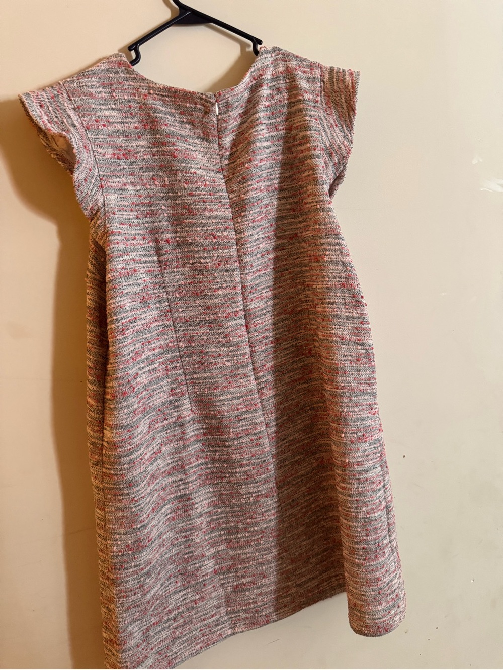 LOFT Pink and Cream Tweed Cap-Sleeve Shift Dress